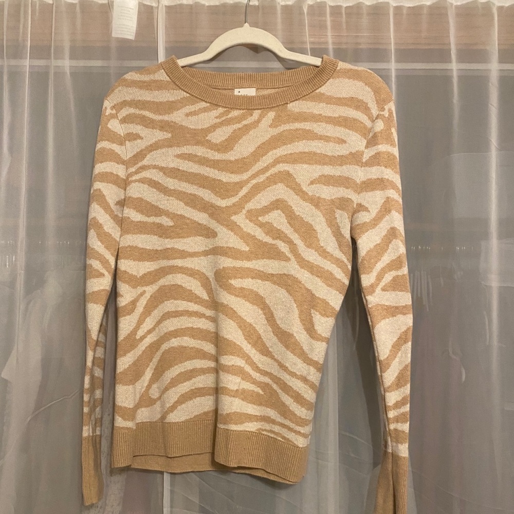 Zebra print tan sweater